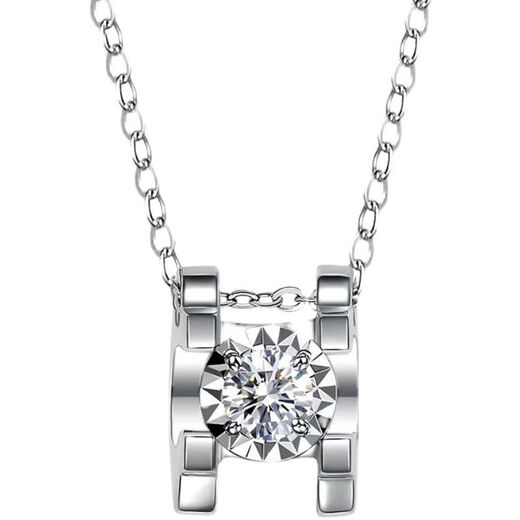 Pt950 platinum imported moissanite necklace 18k rose gold bull head four-claw diamond necklace clavicle single pendant for women 2.9g platinum 50 points + box chain 45cm
