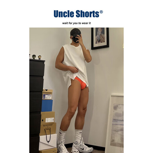 Uncle Shorts Sexy Mesh Thong Men's Underwear Low Waist Butt Lifting Quick Drying Fluorescent Orange Briefs Fluorescent Orange M