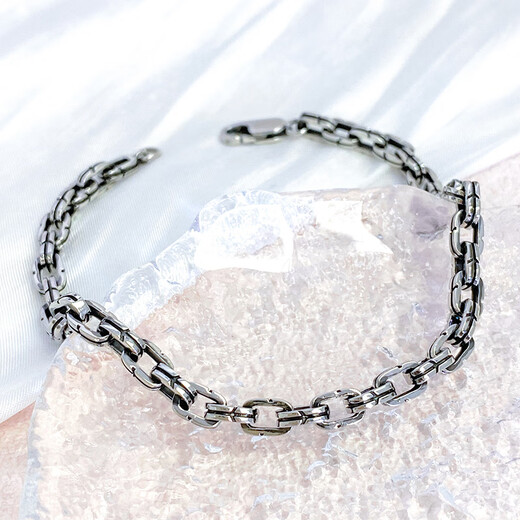 Zhaoliang Double Ring Platinum Bracelet Men's PT950 Platinum Solid Bracelet Fashion Trendy Versatile Birthday Gift for Boyfriend 22.75g Length 20cm Width 6mm