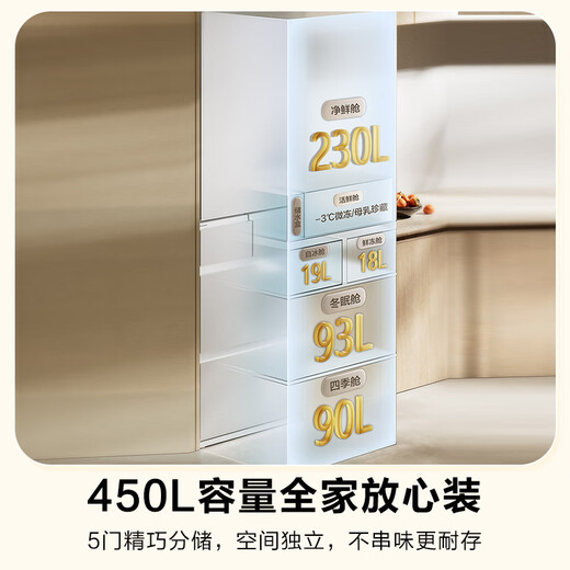 Panasonic Small Sorbet 2.0 French-style multi-door small apartment refrigerator 450 household ultra-thin air-cooled frost-free automatic ice making first-level energy efficiency NR-EE45BXA-W Small Sorbet 2.0