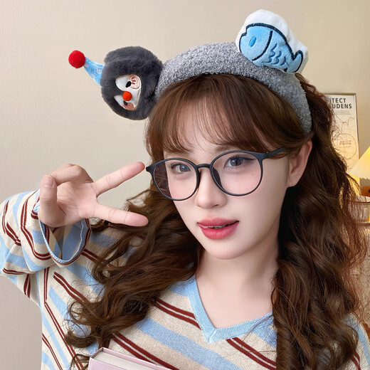 Danqin Cute Cartoon Plush Little Penguin Headband Cute Girly Heart Headband Washing Face, Pressing Hair, Taking Photos, Hairpin Creative Headband Penguin Fish Headband