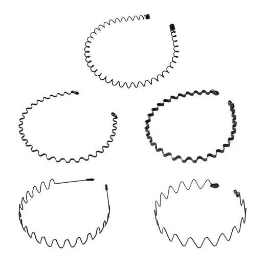 Headband/Male A1P50-Short hair wash face broken hair back headband hairpins men's black wavy hoop swirl style headband 1 piece