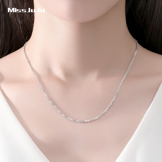 Miss JuJu Pt950 platinum necklace for women, platinum shiny O-shaped chain, fashionable cross chain with pendant plain chain, weight 2.3-2.5g, length 43cm