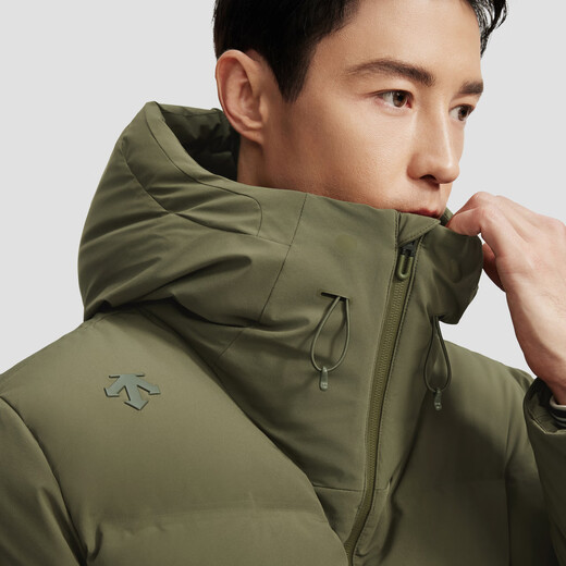 DESCENTE TRAINING series comprehensive training sports fitness men's hooded warm down jacket KK-khaki M (170/92A)