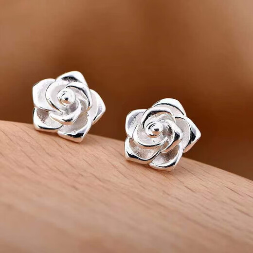 KZD Old Phoenix OFK new style 9999 sterling silver earrings, feminine rose flower silver earrings and earrings, gift to mom, anti-proof, curved hook, pure silver earrings // high quality // certificate sent, 6.239 grams is coming, the event is only one day