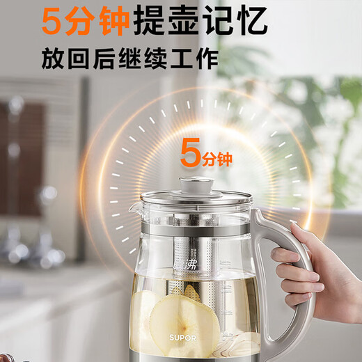 SUPOR health pot tea boiler stewing all-in-one teapot kettle office glass flower teapot 2000W strong fire and rapid boiling 316L stainless steel 24 hours appointment pot memory 2L cost-effective model