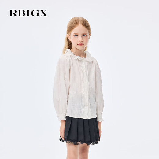 RBIGX children's clothing lace collar long-sleeved shirt sweet top white 150
