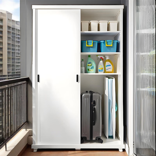 Double sunproof and waterproof balcony cabinet bay window cabinet storage cabinet steel outdoor large capacity integrated wall storage wardrobe length 1125*width 550*height 1800mm-maternity and infant grade environmental protection light yellow-free installation