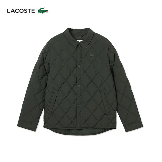 LACOSTE French Crocodile Men's 25 Autumn New Shirt Collar Quilted Goose Down Jacket | BH2540 L7A/Brown Green S 46