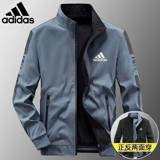 Adidas clover doppelseitiger Männer dünner Feder und Herbst LOSSEN ST ST ST ST ST ST STEIL CALLAR CLASSIGKEIT ZWEI-SIDE-JAHLE AD9866-HAZE BLUE M Empfohlen [80-100jin [Jin entspricht 0,5 kg]]]