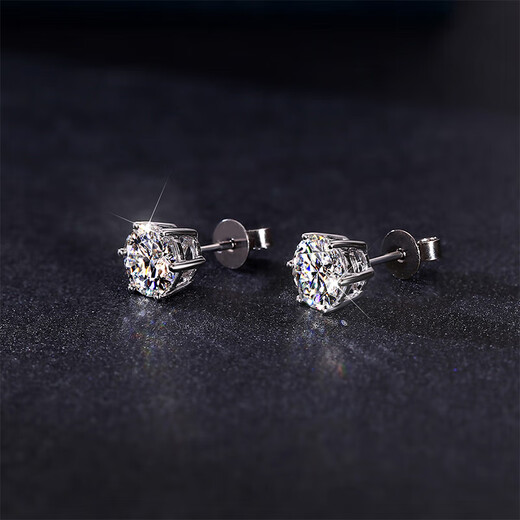 I Do platinum PT950 earrings classic six prongs 50 cents 1 carat cultivated diamond earrings Valentine's Day gift for men and women 50 cents diamond pair