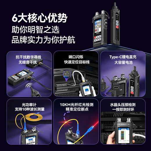 Shanze network line finder optical power meter red light all-in-one line tracker fiber tester port flashing crystal head crimping anti-interference 100V withstand voltage charging model SZ-D668