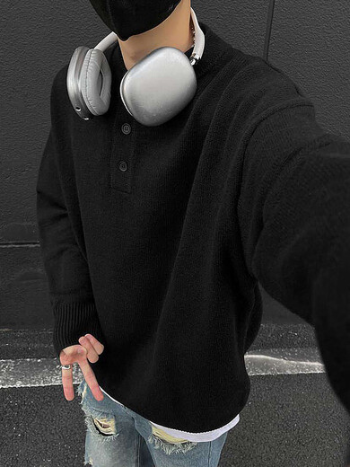 Muwei American Henry Collar Sweater Men's Autumn Premium Lazy Style Bottoming Sweater Cleanfit Inner Top Light Gray XL Recommended 130-150 Jin Jin equals 0.5 kg