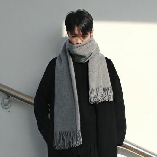 Fat Donglai's same scarf for men in winter Korean version versatile simple color men's scarf autumn birthday gift imitation cashmere scarf black