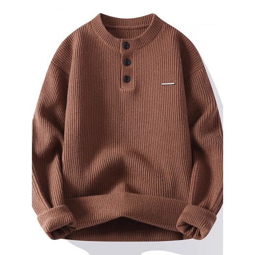 Mangmang Henry collar sweater for men, autumn and winter new warm sweater, loose inner wear, pullover bottoming top for teenagers, red 3XL, weight range 150-170Jin Jin is equal to 0.5 kg