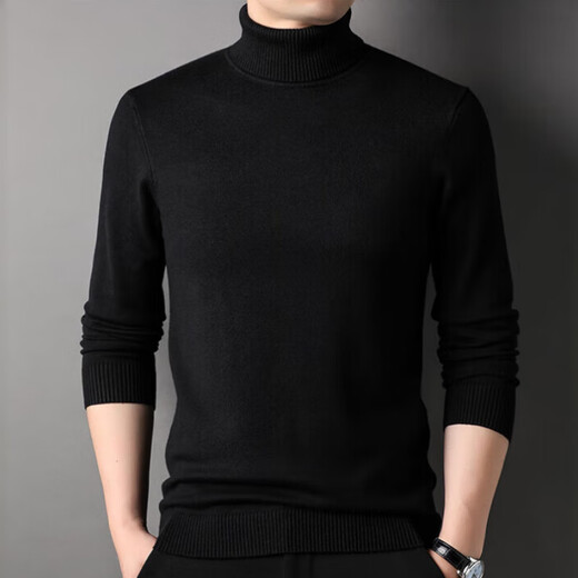 XJSGS light luxury international high-end brand men's double-turn turtleneck long-sleeved sweater 2026 new autumn and winter base sweater high-end black counter same style winter style XL 180/96A