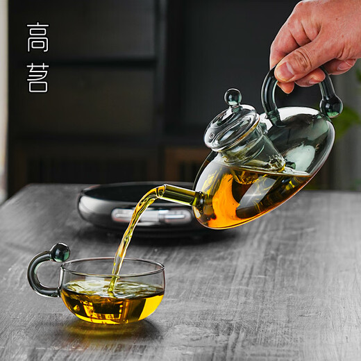 Gaoming (gaoming) new rat tail glass teapot high-end tea set household ultra-thin high-power exquisite electric ceramic stove tea set rat tail teapot + Tang Jing stove