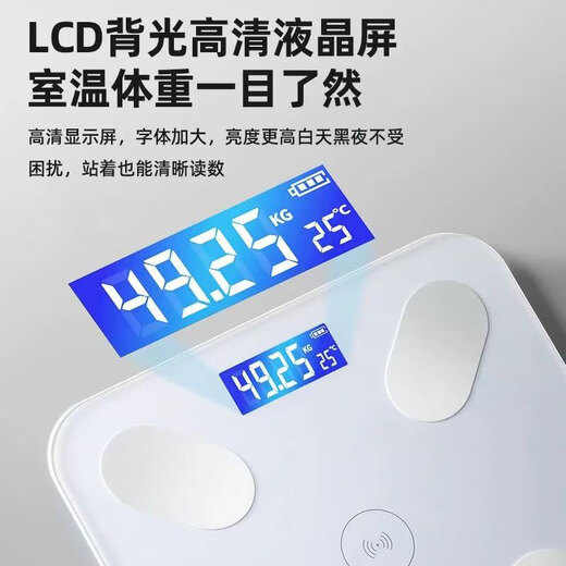 Xinnan Balance de poids domestique petite balance électronique rechargeable précise et durable mesure le corps humain haute précision graisse corporelle écran LCD balance de poids blanche rechargeable balance de poids Bluetooth