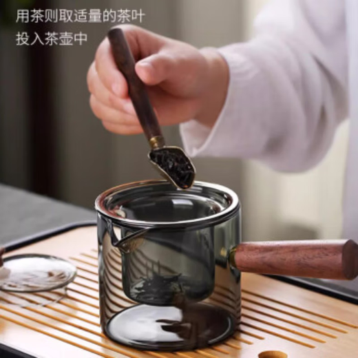 Jingxianju Tea Set Tea Maker Complete Tea Set Set High-end Home 2025 New Tea Cup Tea Maker Tea Set Tea Kettle Ash Intuitive Pot 7-piece Set Side Button Intuitive Pot + 6 Wooden Ring Taste Cups