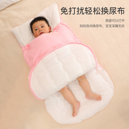 TKHE baby warm sleeping bag autumn and winter new thickened newborn baby quilt anti-jumping anti-kicking baby swaddling clothes baby warm sleeping bag pink duck upgraded thickened model L size recommended half-year-old to 2 years old comfortable and warm | shoulder pads do not leak