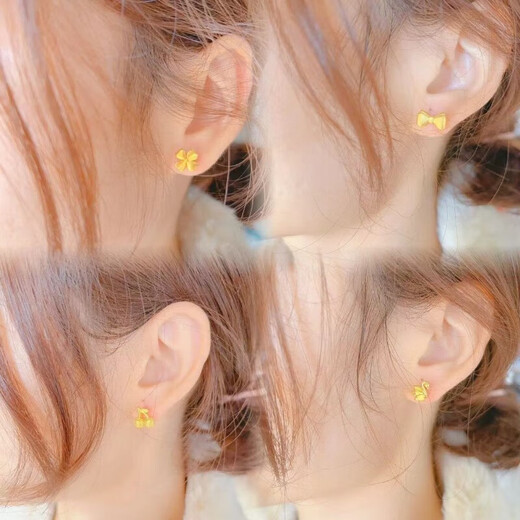 Ningfeng Old Phoenix Gold Store 2025 new sand gold earrings for women fresh four-leaf clover imitation gold color sunflower earrings