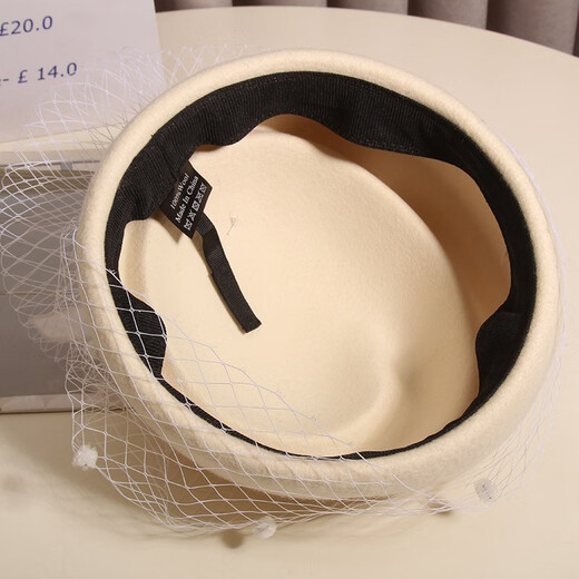 Hanqing Zhongxia British retro mesh wool beret women's autumn and winter French top hat small fragrant style celebrity light luxury veil headwear small fragrant style mesh m letter top hat - black M (56-58cm) adjustable