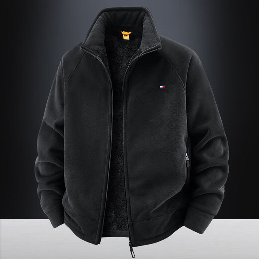 TOMMYBULL American Tommy Tommy Autumn and Winter New Fleece Stand Collar Jacket Men's Thickened Austrian Velvet Warm Casual Jacket Khaki-2518B XL 130-145Jin Jin is equal to 0.5 kg