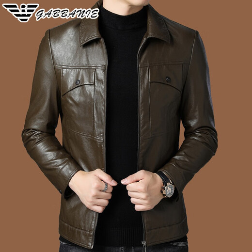 ARMANI EXCHANGE Armani lapel leather jacket men's velvet thickened leather jacket young and middle-aged jacket men's winter jacket regular style AG_BL813 black M 170