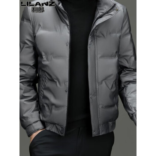 L Lilang's down jacket men's winter stand collar business casual young and middle-aged short lightweight fashionable jacket men's black 2369 3XL