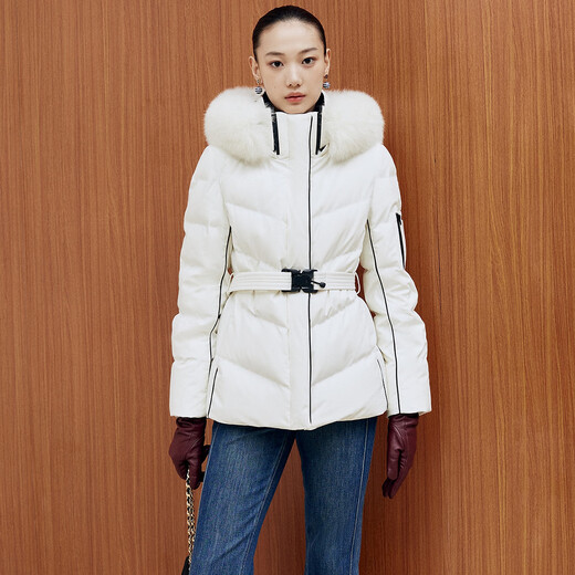 FIRSTSTATION FS модная съемная шапка с воротником-стойкой контрастного цвета, женский пуховик на гусином пуху, новинка 25 зимы, Y931A, бежевый M