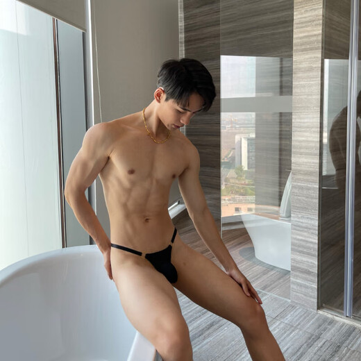 Men's new sexy thong gay sexy suspender panties sports student sexy sexy fat pants white S