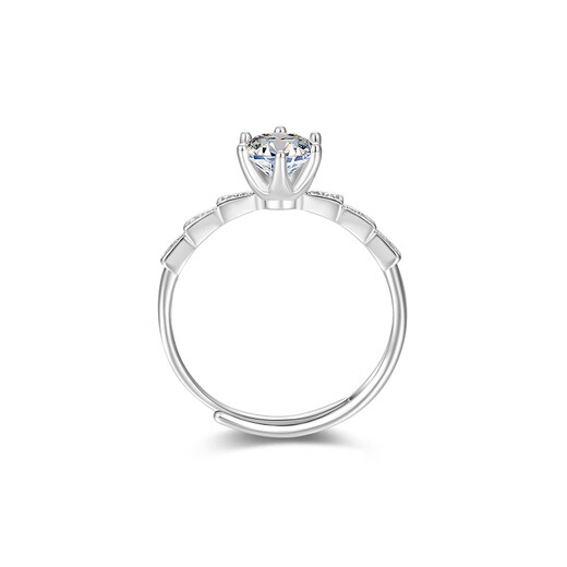 Mengjinyuan S925 silver inlaid zircon ring six-claw flashing live ring ring as a birthday gift for girlfriend, weighing about 1.80g live ring