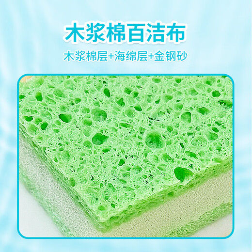 Miaojie dishwashing cloth, multifunctional oil-removing rag, household kitchen absorbent cleaning cloth, decontamination and dust removal housework scouring pad, wood pulp cotton scouring pad, 1 pack*5 pieces