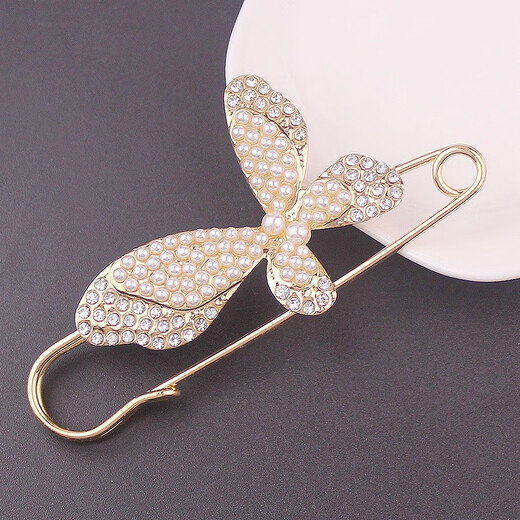 Antime scarf buckle winter clip buckle large pin fixed clothing accessories multi-functional sweater collar shawl brooch B070 large pin pearl bow tie