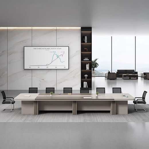 Office conference table long table simple modern large long reception negotiation table conference room table and chair combination with cabinet 2.2 meters conference table