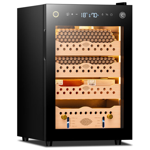 Shantou Lincun Qielong fingerprint lock cigar cabinet constant temperature and humidity cedar wood shelf water ion removal of ammonia alcohol WIFI cigar cabinet 60C cigar basket Cuban style ammonia purification + WiFi + fingerprint lock + cedar