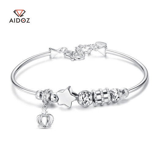 Aido Diamond pt950 platinum crown star bracelet for women, platinum small waist transfer bead bracelet, weight 7.2-7.4g (54-58mm can be worn)