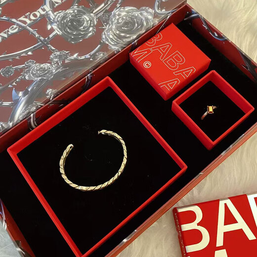 Jin Xu Wen Taotong Cuban Bracelet Men's Mark Bracelet Couple Bracelet Birthday and Valentine's Day Gift to Boyfriend Ancient Silver (Inner Diameter 65mm Opening 28mm)