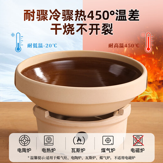 Alcohol stove, small hot pot, dry pot pot, old-fashioned earthen hot pot, household stove, new commercial edge stove, hotel-specific coarse pottery alcohol stove (free 20 pieces of solid wax) + deep pot 26cm