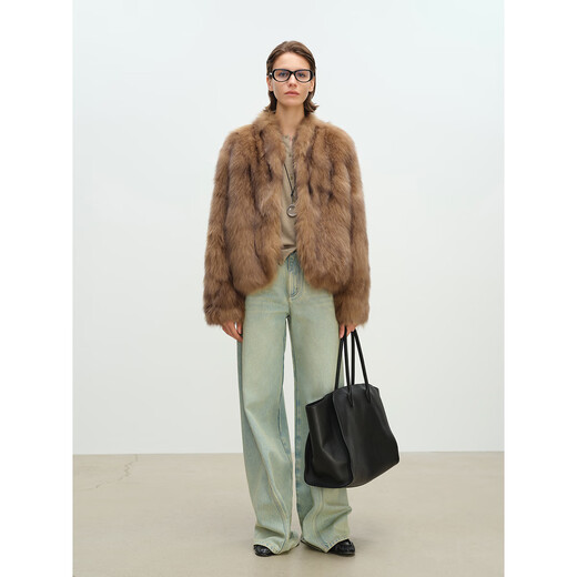 Msbeast Beast Miss Imported Blue Fox Kan Hair Smilkty V-Chille Fox Fur Coat Women | Trituración huayingyue smiltty ámbar brown m