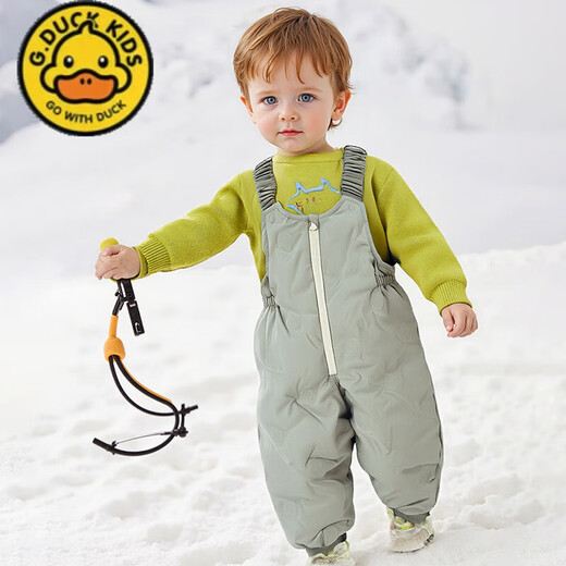 G.DUCKKIDS little yellow duck children's suspender down pants for boys and girls warm jumpsuit baby thickened outer wear plus down pants winter wear new off-white 90