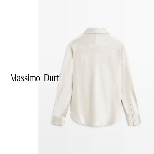 Massimo Dutti Autumn and Winter New Product 2025 Women's French Elegant Quiet Luxury Style High-Quality Bat Sleeve Satin Shirt 05152952 Silver XS (165/84A)
