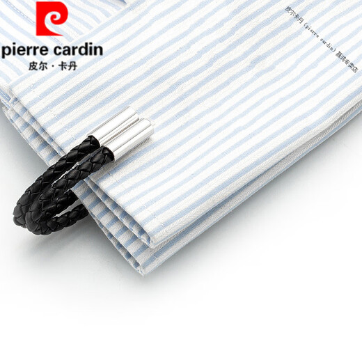 Pierre Cardin (Pierre Cardin) France imported quality and personalized new shirt accessories French cufflinks business men's cylindrical shape leather rope x177 black rope