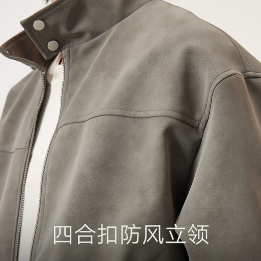 Gxg.jeans Men's Clothing Multicolor Simple American Retro Loose Stand Collar Jacket Men's 25th Autumn New Arrival Gray L (175)