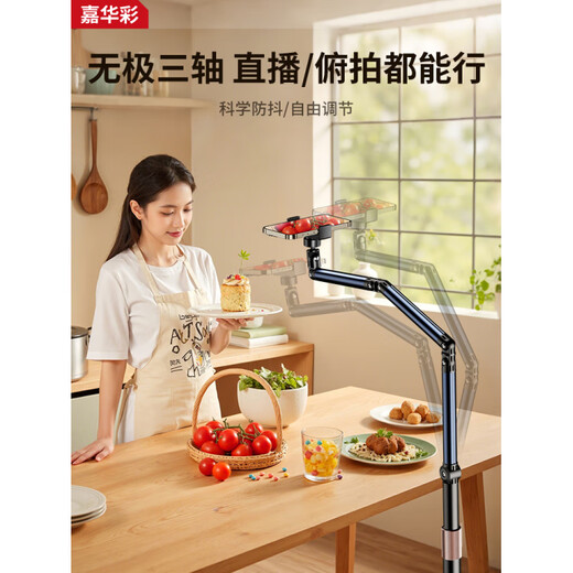 Congfeng Live Mobile Phone Special Stand Floor-standing Overhead Shooting Tablet Phone Stand Live Broadcast Stand with Radiator Multifunctional Internet Celebrity Anchor Shooting Support Stand Calligraphy Shooting Video Stand 1.7 Meter Double Arm Mobile Phone Model