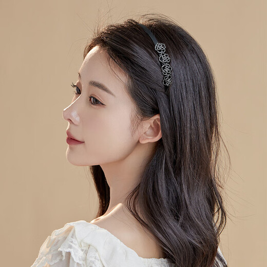 Chimera high-end rose headband for women 2025 new high skull pressure hair face wash special headband hair bundle hairpin headwear black