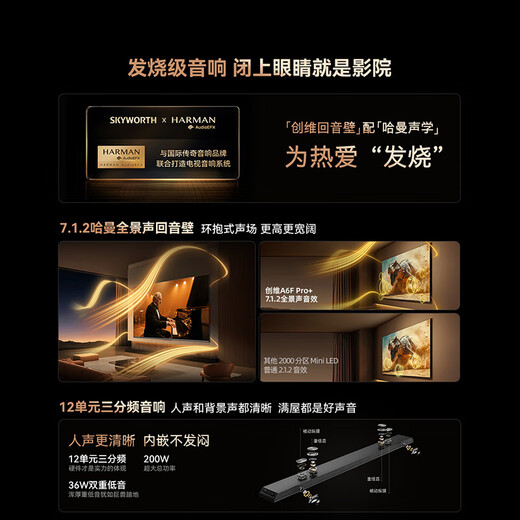 Skyworth TV A6F Pro+ 85-inch smart flat-panel TV 3600 partition QD-Mini LED LCD game 85-inch state subsidy A6F Ultra