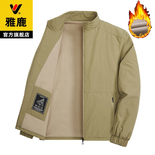 Yalu Autumn and Winter Men's Cotton Clothes Men's Warm Jackets Plus Velvet Thickened Dad Clothes Loose Jackets Casual Middle-aged and Elderly Tops Dark Gray Velvet XL Recommended 110-125 Jin Jin equals 0.5 kg