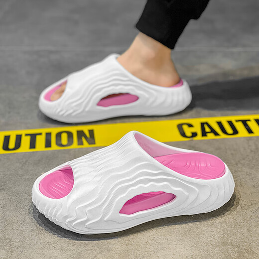 踩屎感拖鞋男士外穿一字凉拖鞋夏季防滑防臭运动增高拖鞋厚底户外 9536白粉色 40