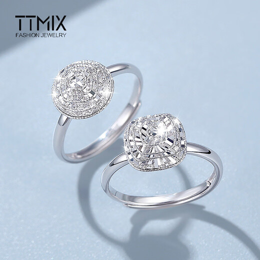 TTMIX platinum ring fashion pt950 platinum ring women's high-end living ring birthday gift square 3.7-3.9g